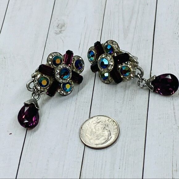 Crystal Drop Clip On Earrings - Picture 1 of 3